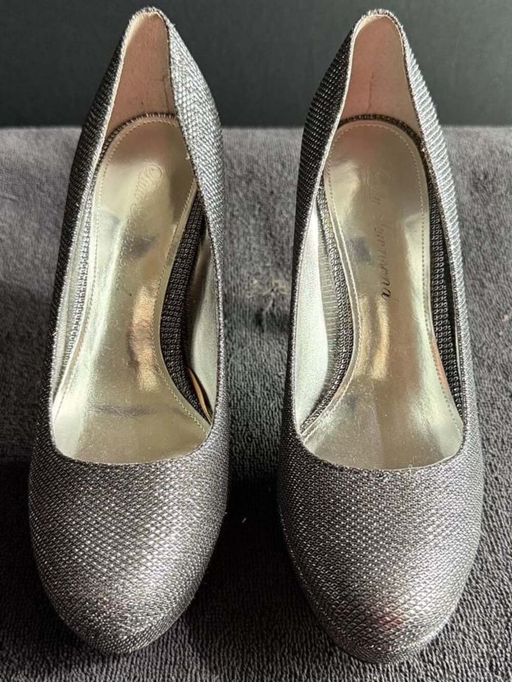 Lisa Townsend Pumps Size 6M Silver Glitter Platform High Heels